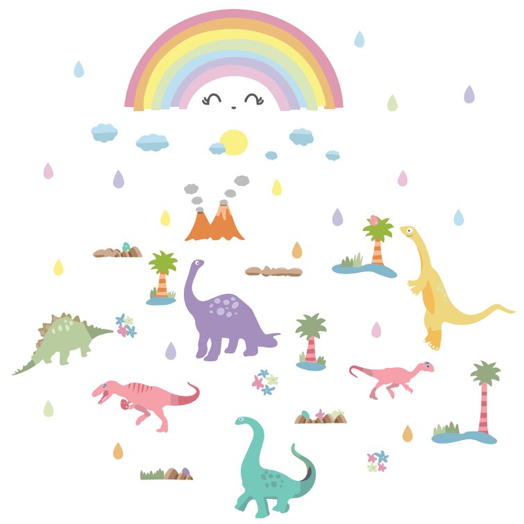 Download Zoomie Kids Rainbow Happy Dinosaurs Wall Decal Wayfair