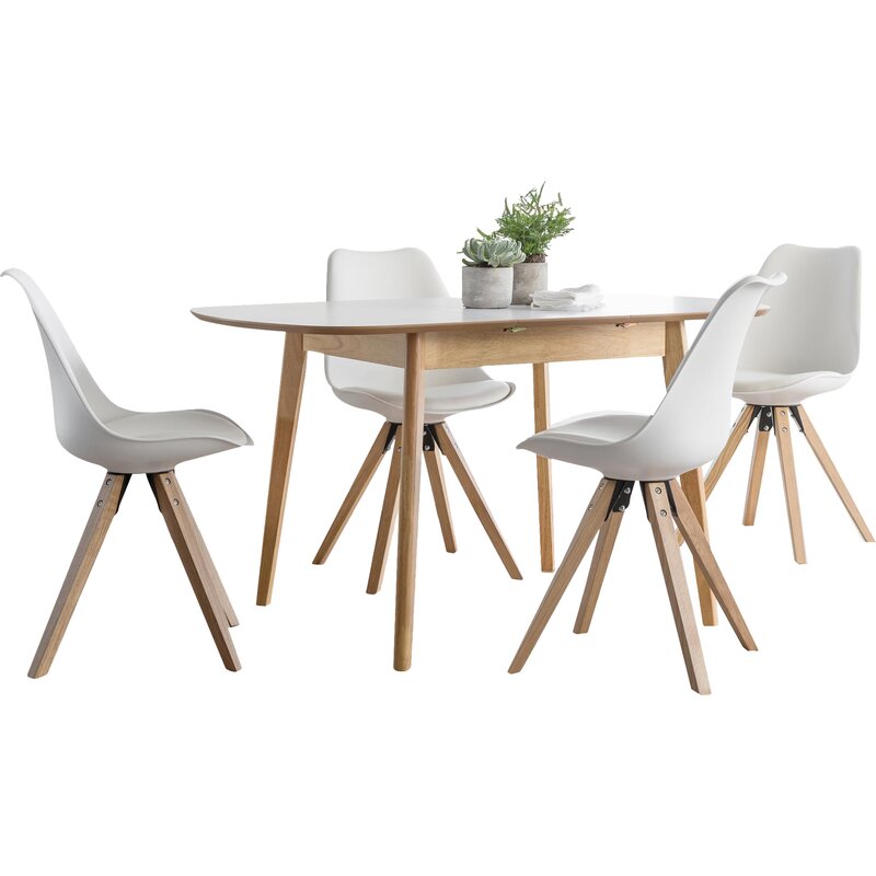 Fabron Extendable Dining Set with 4 Chairs