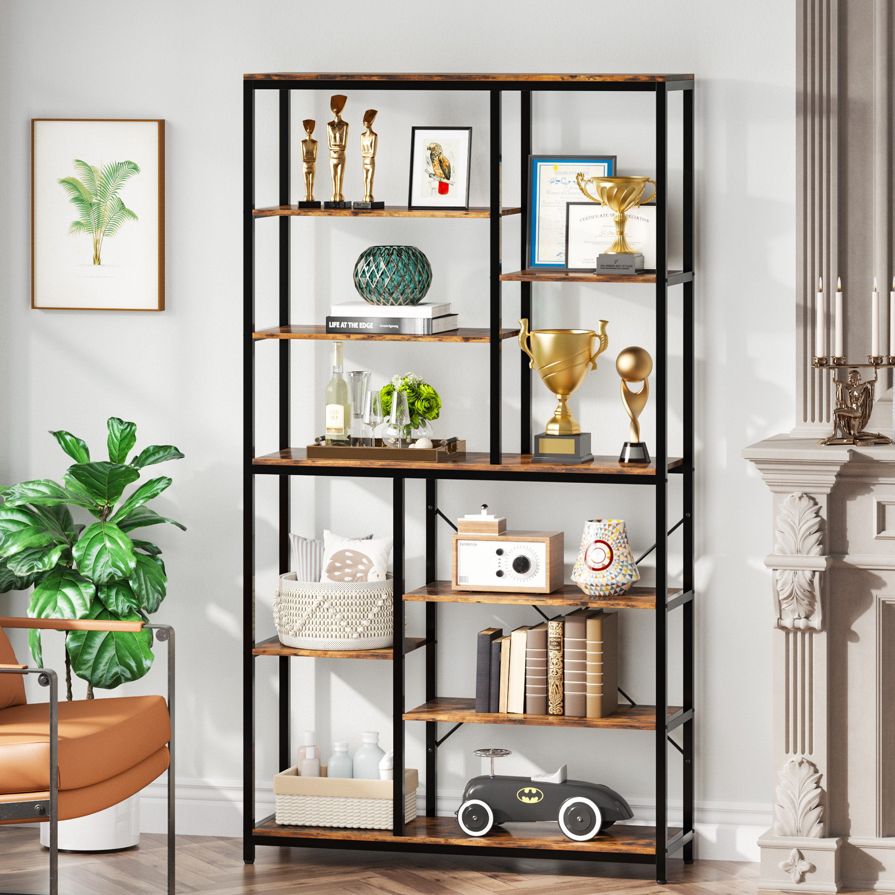 17 Stories Nashira 78.7'' H Steel Etagere Bookcase | Wayfair