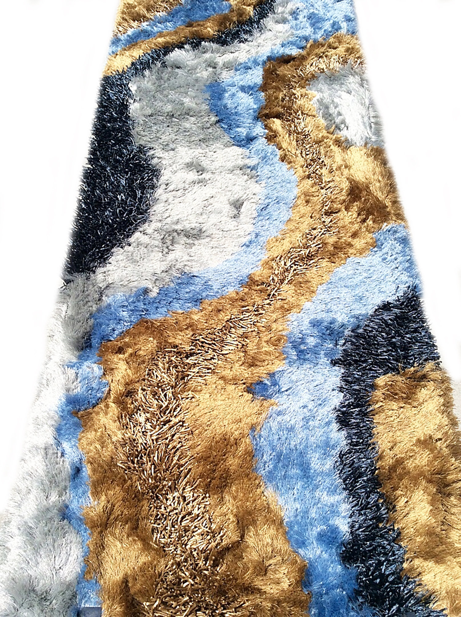 Brayden Studio Runner Anara Abstract Handmade Shag Blue Silver Gold Area Rug Wayfair