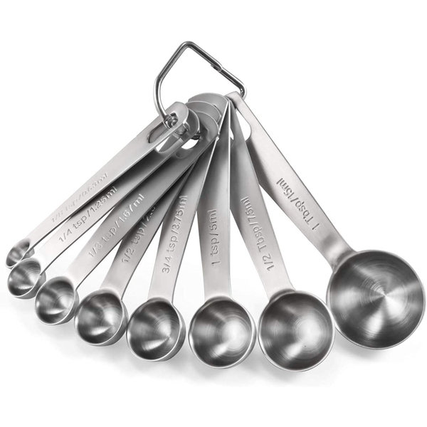 Oxingo Measuring Spoons 18 8 Stainless Steel Measuring Spoons Set Of 8 Piece 1 8 Tsp 1 4 Tsp 1 3 Tsp 1 2 Tsp 3 4 Tsp 1 Tsp 1 2 Tbsp 1 Tbsp Dry And Liquid Ingredients Wayfair