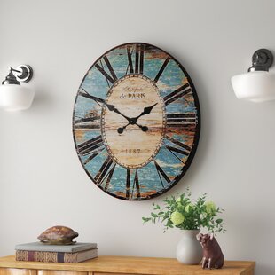White Anchor Clock Large Vintage Round Wooden Clock Silent Non Ticking Battery Operated Clock Rustic Clock Farmhouse Clock Home Decor Living Room 12 Inch