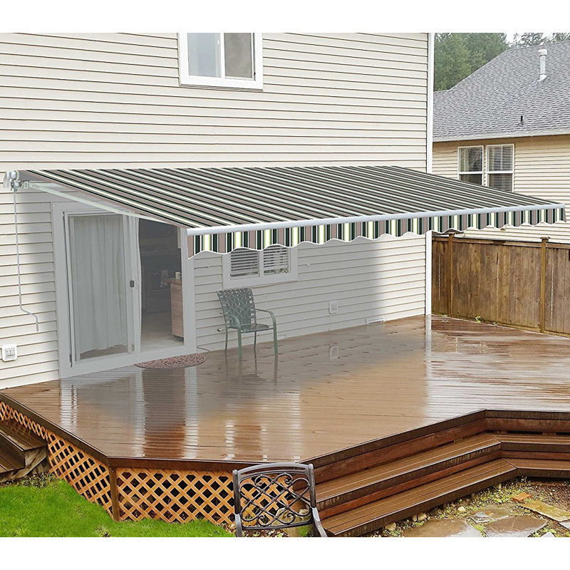 Aleko Auvent De Terrasse En Tissu Standard Retractable De L 10 Pi X P 8 Pi Et Commentaires Wayfair Ca