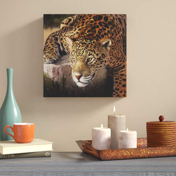 World Menagerie On The Rocks Leopard Acrylic Painting Print On