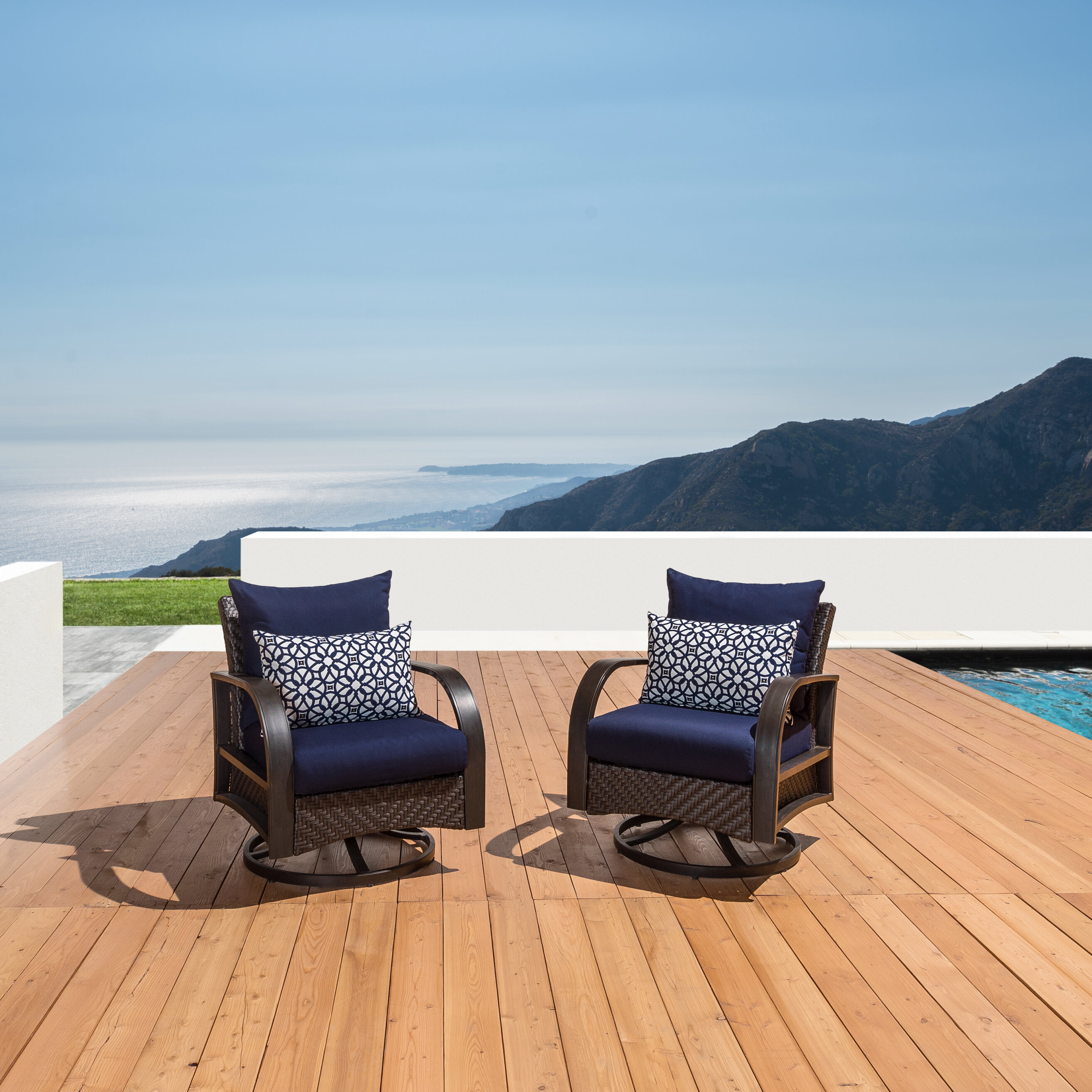 Swivel Patio Chairs With Cushions : Highland Dunes Estill Swivel Patio