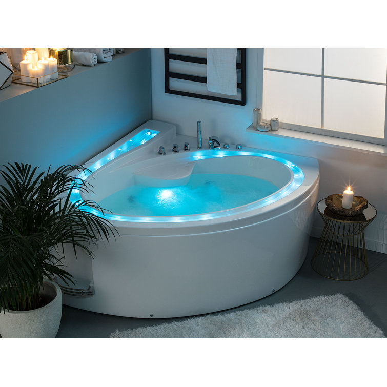 Belfry Bathroom Pelican Turrella 206mm X 164mm Back To Wall Whirlpool Bathtub With 9 Jets Wayfair Co Uk