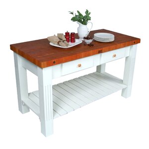 American Heritage Prep Table with Butcher Block Top