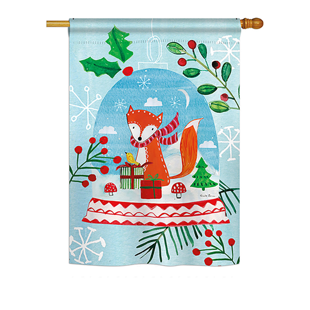 Breeze Decor Snow Globe Fox Winter Vertical American 2 Sided Polyester 40 X 28 In Garden Flag Wayfair