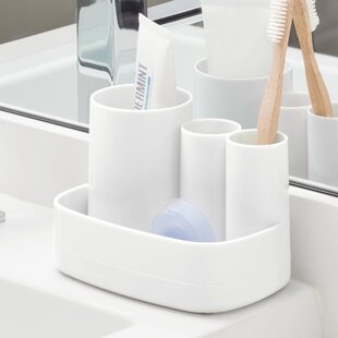 W x 6.25 in L White  Plastic Homz  Toothbrush Holder  5.75 in H x 2.75 in 