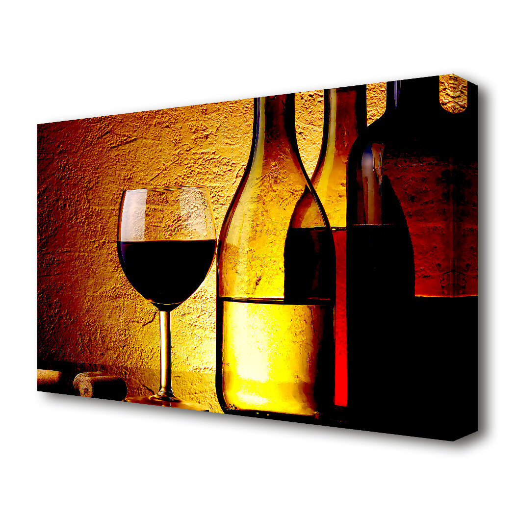East Urban Home Wine Bottles And Glasses Kitchen Canvas Print Wall Art Wayfaircouk