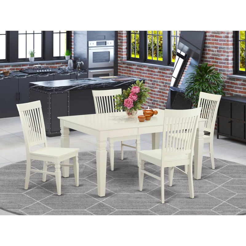 Beachcrest Home Pennington Butterfly Leaf Rubberwood Solid Wood Dining Set Reviews Wayfair