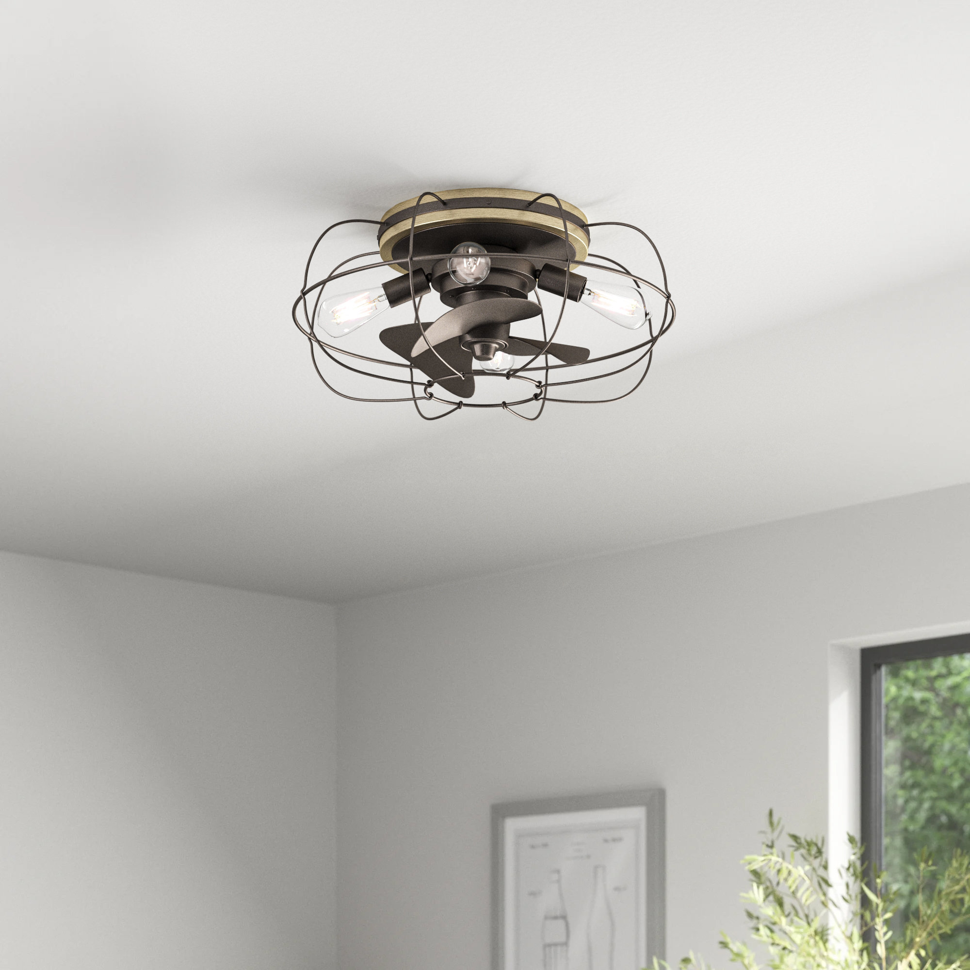 Trent Austin Design® 22" Evaro 3 Blade Caged Ceiling Fan with Light