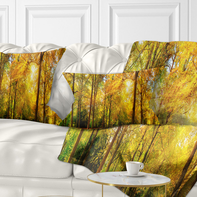 East Urban Home Landscape Photography Gorgeous Autumn Of Sunny Forest Lumbar Pillow Wayfair
