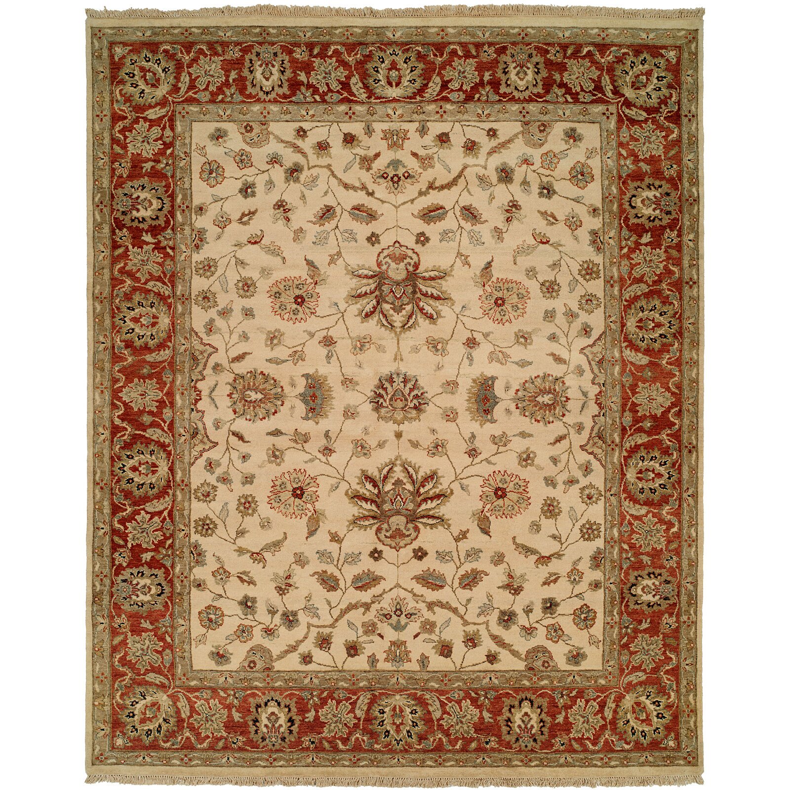 Meridian Rugmakers Amin Hand Knotted Brown Beige Area Rug