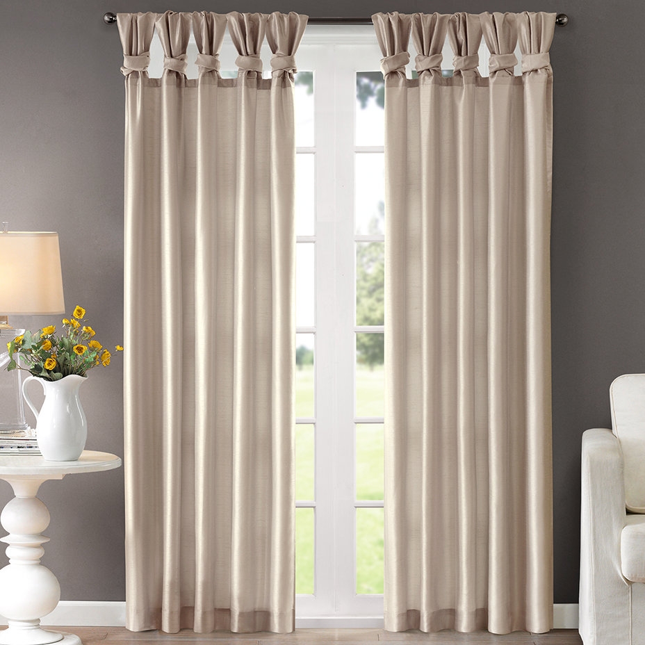 Lark Manor Rivau Solid Semi-Sheer Tab top Single Curtain ...