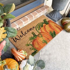 Thanksgiving Decorative Doormat Non Slip Washable Classic Vintageturkey Pumpkin 