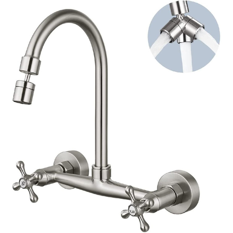 Commercial wall mount faucet with sprayer