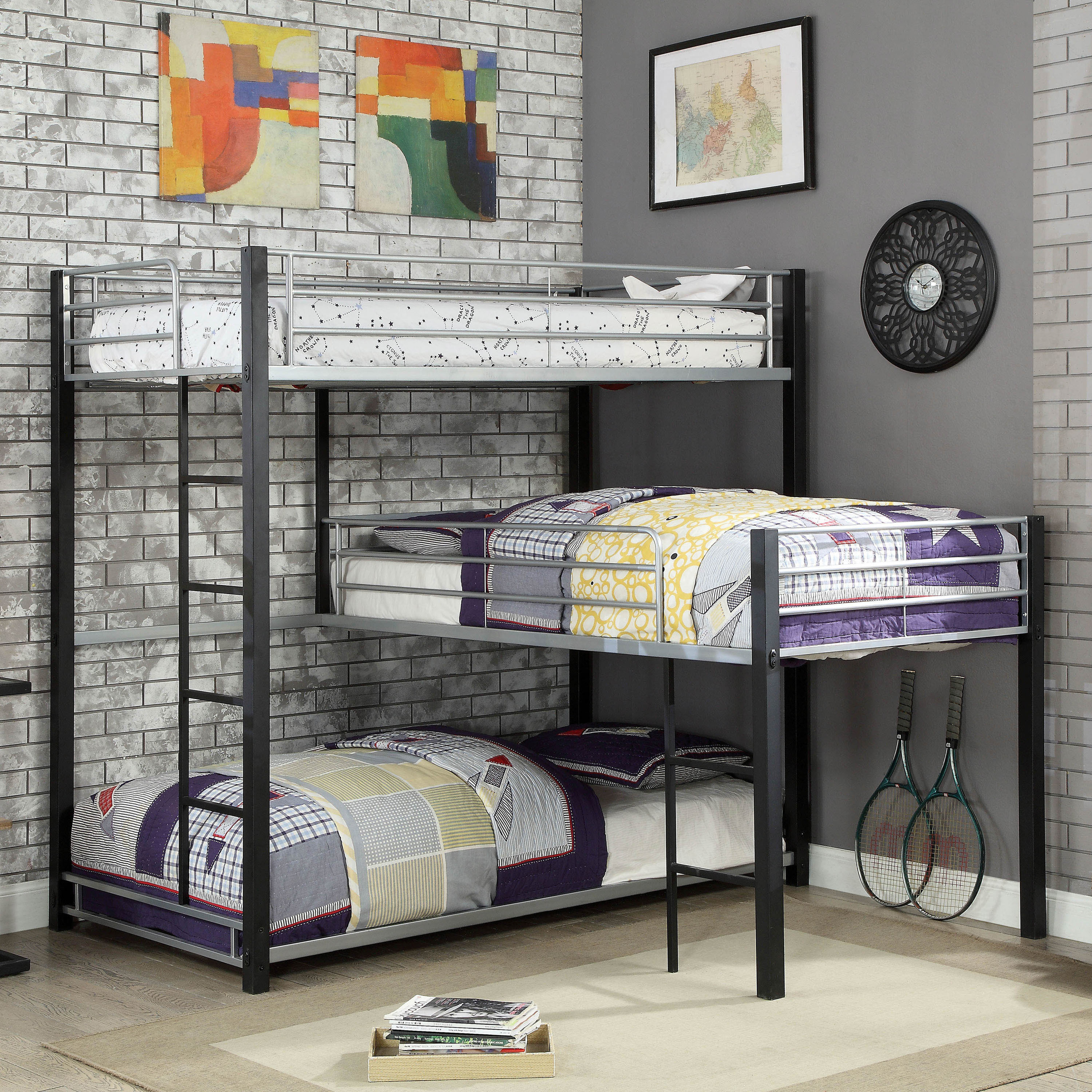 l shaped triple bunk bed