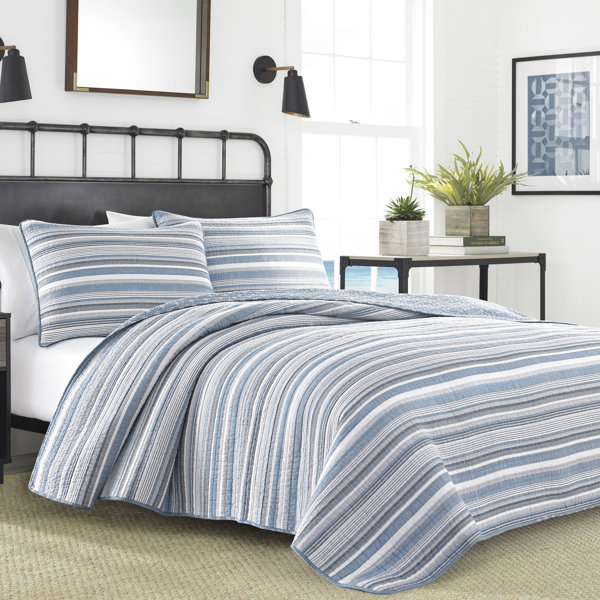 Luxury Aqua Grey & White Stripes Comforter Set AND Matching Sheet Set 