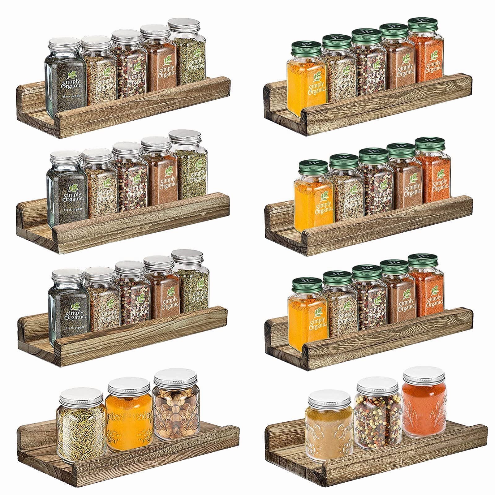 Wooden Spice Rack Wall Mount Seasoning Rack Organizer ,Wood Small Hanging  Floating Shleves For Kitchen ,25 Pack 25 Tier Mountable Farmhouses Especiero  ...