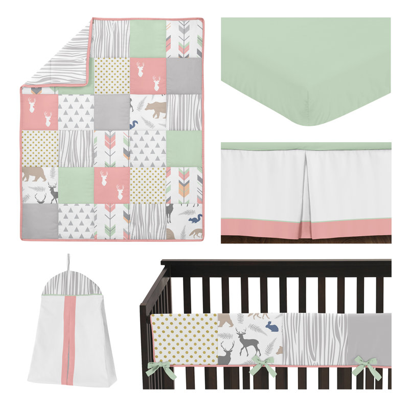 coral and mint nursery bedding