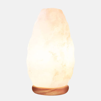 Himalayan Glow White Salt Crystal Lamp, Natural Salt Night Light with Neem Wooden Base 5-7 LBS