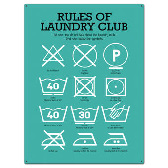 East Urban Home Laundry Club Teal Graphic Art Print On Metal