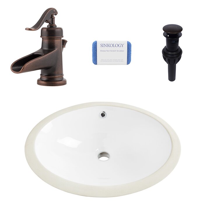 Louis Vitreous China Oval Undermount Bathroom Sink With Faucet And Overflow