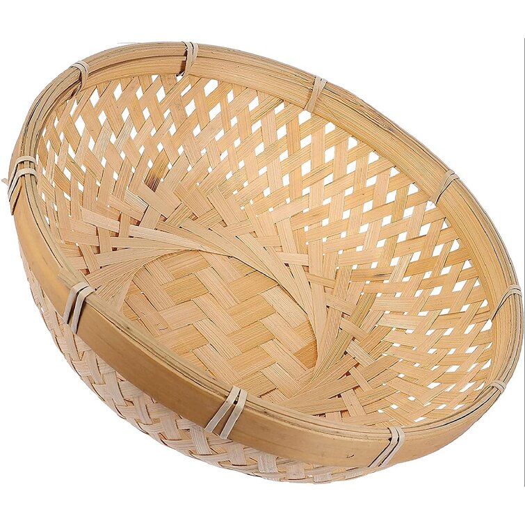 Handmade Woven Basket Natural Bamboo Fruit Vegetables Bread Storage Tray Decor 