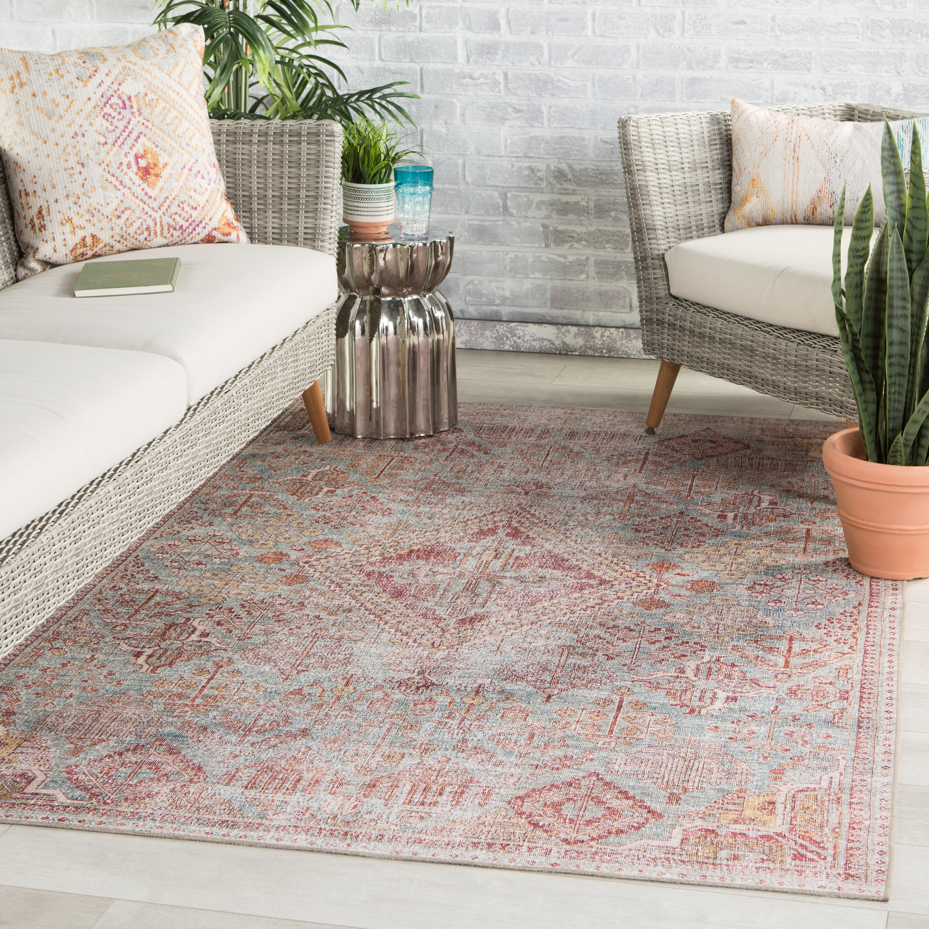 Bungalow Rose Caringorm Power Loom Sky Blue Pink Rug Reviews Wayfair