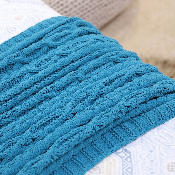 NEW American Baby Company 100% Cotton Sweater Knit Blanket Aqua Ogee