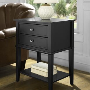 black side table with lamp