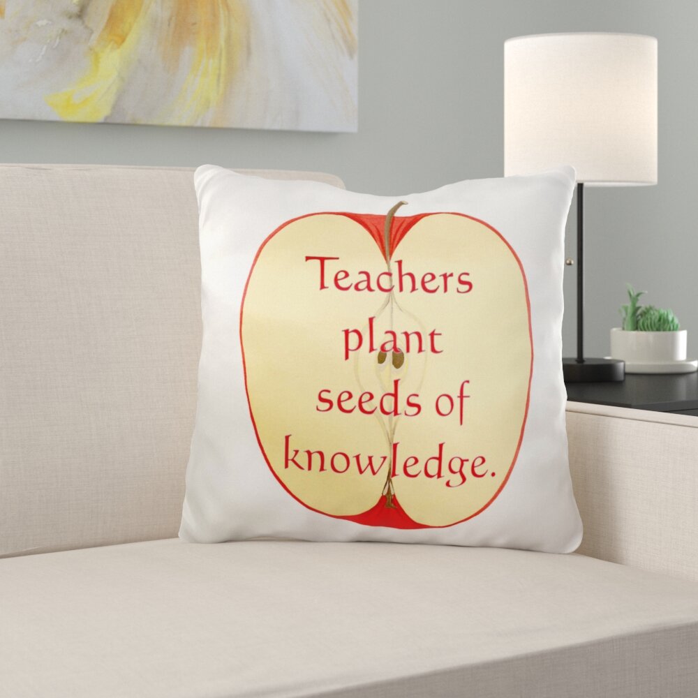 Personalised Teachers Day themed Plants seeds of Knowledge Throw Pillow Linen Square Cushion with Insert.