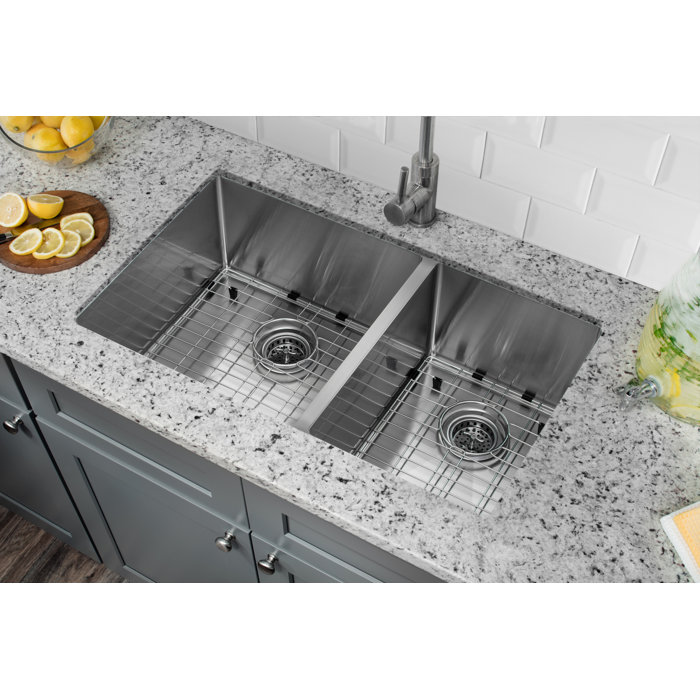 Soleil Radius 16 Gauge Stainless Steel 60 40 Double Bowl Undermount Kitchen Sink Reviews Wayfair Ca Soleil Radius 16 Gauge Stainless Steel 60 40 Double Bowl Undermount Kitchen Sink Reviews Wayfair Ca