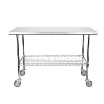 Rebrilliant 48 W Adjustable Height Stainless Steel Top Workbench