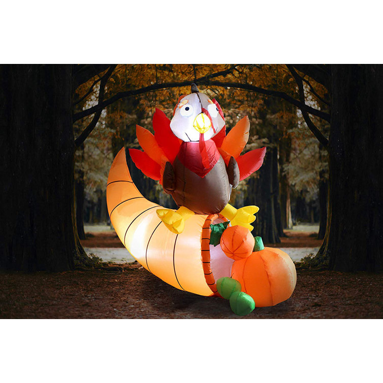 The Holiday Aisle Thanksgiving Turkey On Cornucopia Inflatable Wayfair