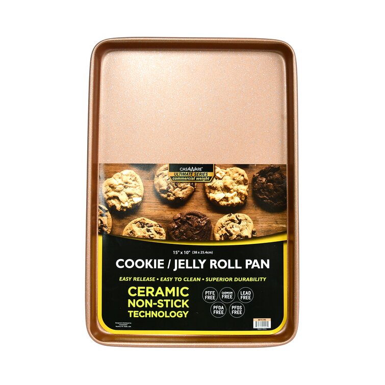 10 X 14-Inch, Silver Granite casaWare Ceramic Coated NonStick Cookie/Jelly Roll Pan 