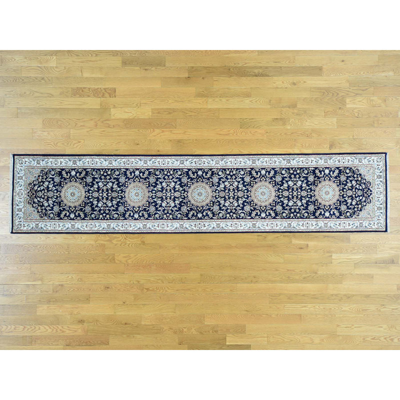 Isabelline One Of A Kind Iva Hand Knotted Blue 2 7 X 12 1 Runner Iva Hand Knotted Blue