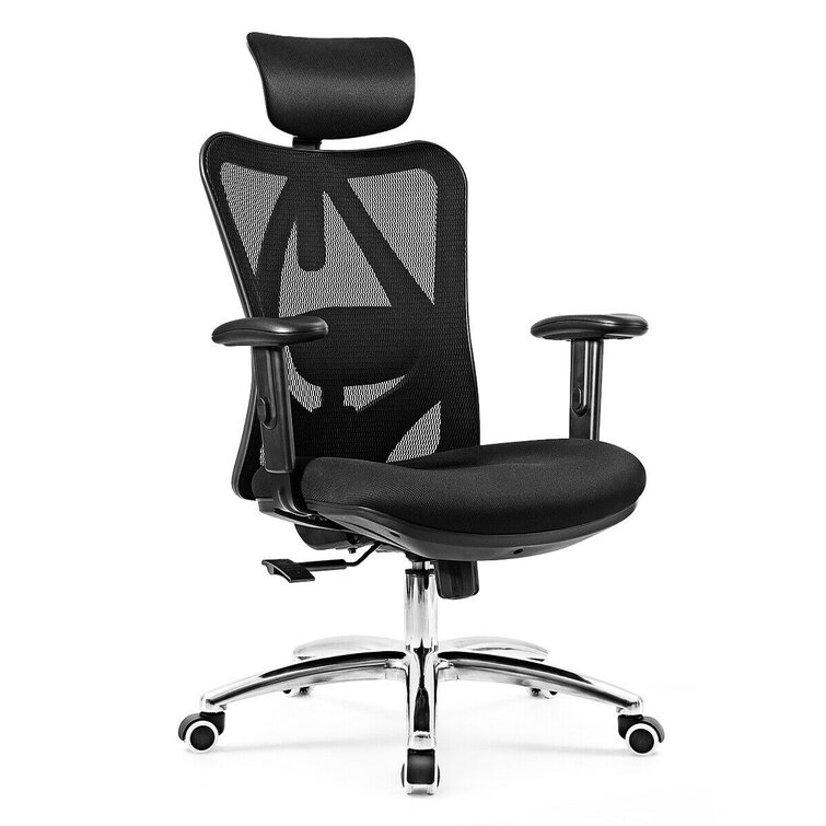 Yaheetech Swivel High-Back Ergonomic/Executive/Mesh Office Chair with Lumbar Support and Adjustable Arms/Headrest on Casters Wheels Black 