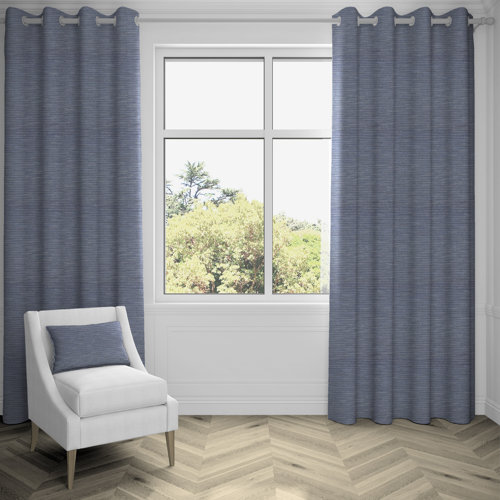 Agapanthus Hamleton Textured Pencil Pleat Blackoutt Thermal Curtains Ebern Designs Colour: Navy Blue, Panel Size: 167 W x 137 D cm