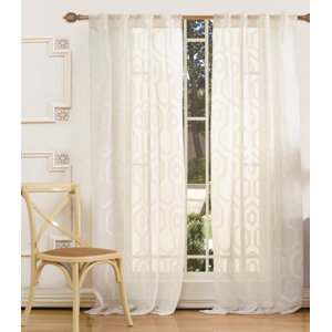 Emelda Modern Geometric Semi-Sheer Rod Pocket Curtain Panels (Set of 2)