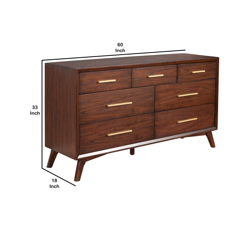 Corrigan Studio 60 Inch Wooden Dresser With 7 Drawers Brown Wayfair Ca