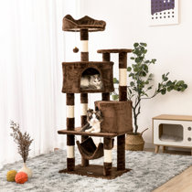 Cat Tree Pet Condo Furniture Surface Material Faux Fur 73-Inch Brown 