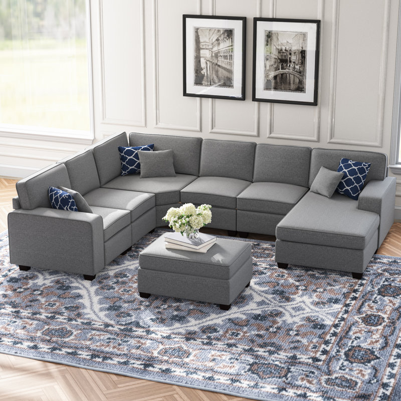 Ebern Designs Tamaha 124 Wide Right Hand Facing Modular Sectional With Ottoman Reviews Wayfair