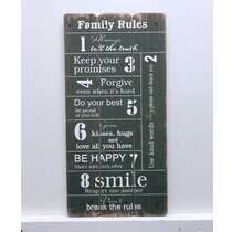 Country Printed Quality Wooden Sign FAMILY RULES 1 Funny Inspiring Plaque New 