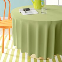 Round Tablecloth Grid Weave Coral Girls Cotton Sateen