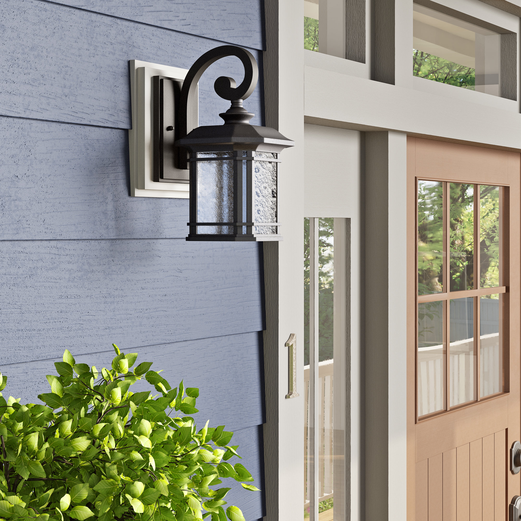 Sol 72 Outdoor Woburn Textured Black 12 5 H Seeded Glass Outdoor Wall Lantern Reviews Wayfair