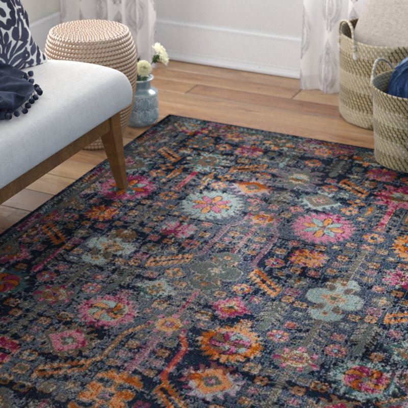 Bungalow Rose Villanova Power Loom Blue Pink Rug Reviews Wayfair
