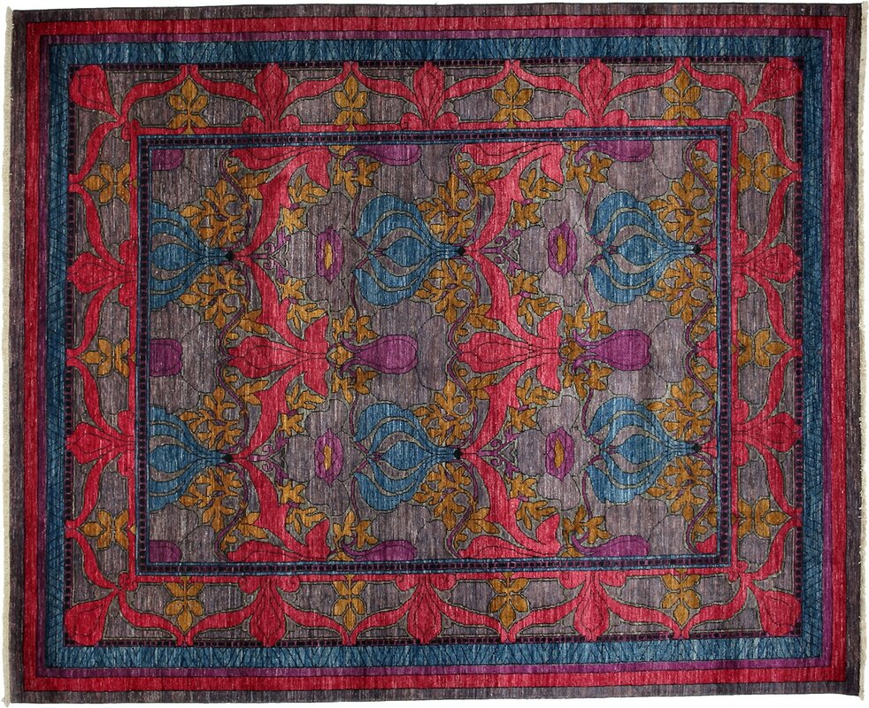 Darya Rugs Arts and Crafts Hand-Knotted Pink/Blue Area Rug ...