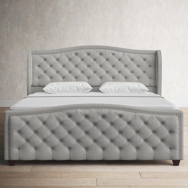 Ivory-leather-upholstered-bed | Wayfair